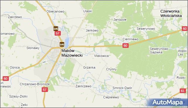mapa Makowica gmina Szelków, Makowica gmina Szelków na mapie Targeo