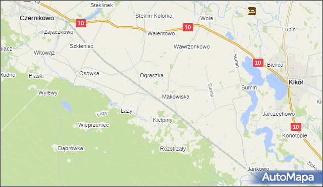 mapa Makowiska gmina Czernikowo, Makowiska gmina Czernikowo na mapie Targeo