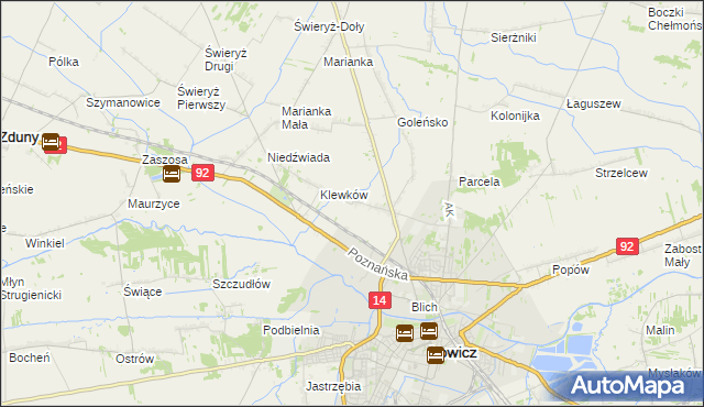 mapa Małszyce gmina Łowicz, Małszyce gmina Łowicz na mapie Targeo