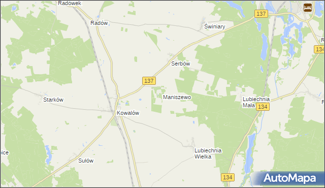 mapa Maniszewo, Maniszewo na mapie Targeo