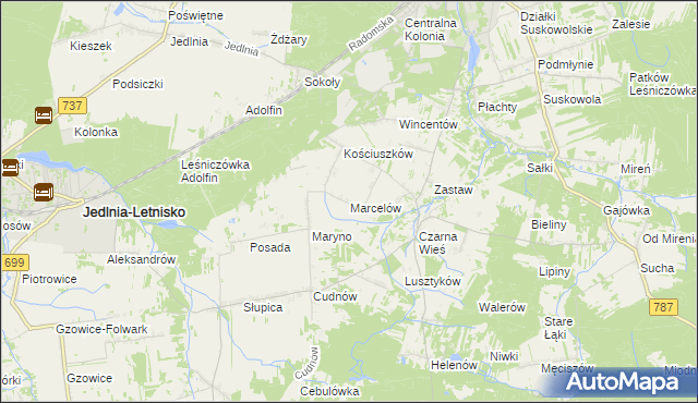 mapa Marcelów gmina Pionki, Marcelów gmina Pionki na mapie Targeo