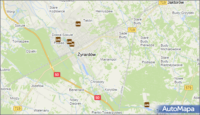 mapa Mariampol gmina Jaktorów, Mariampol gmina Jaktorów na mapie Targeo