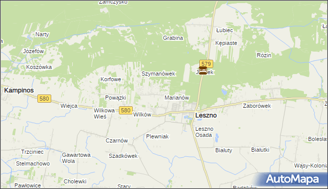 mapa Marianów gmina Leszno, Marianów gmina Leszno na mapie Targeo