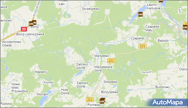 mapa Marszewo gmina Przywidz, Marszewo gmina Przywidz na mapie Targeo