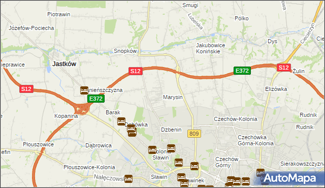 mapa Marysin gmina Jastków, Marysin gmina Jastków na mapie Targeo