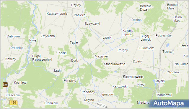 mapa Mazaniec, Mazaniec na mapie Targeo