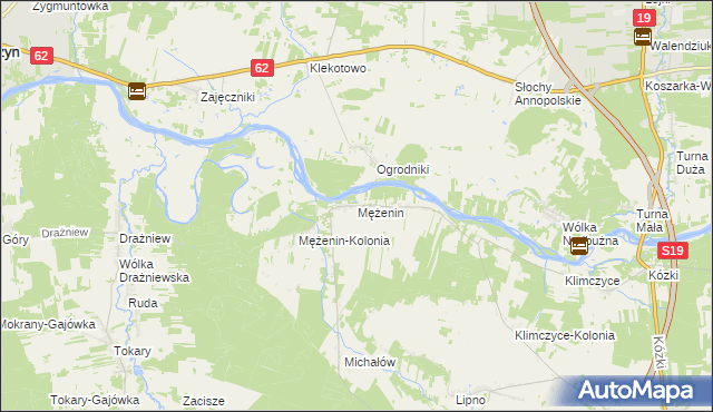 mapa Mężenin gmina Platerów, Mężenin gmina Platerów na mapie Targeo