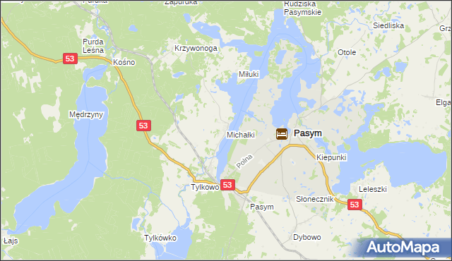 mapa Michałki gmina Pasym, Michałki gmina Pasym na mapie Targeo
