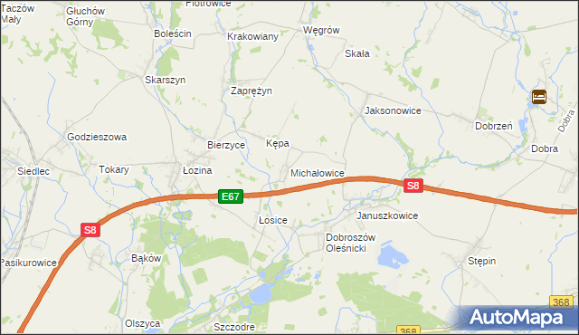 mapa Michałowice gmina Długołęka, Michałowice gmina Długołęka na mapie Targeo