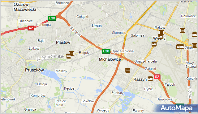 mapa Michałowice powiat pruszkowski, Michałowice powiat pruszkowski na mapie Targeo