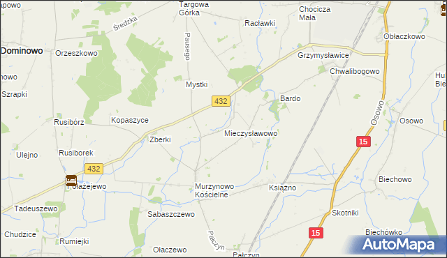 mapa Mieczysławowo gmina Dominowo, Mieczysławowo gmina Dominowo na mapie Targeo