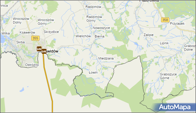 mapa Miedziana gmina Sulików, Miedziana gmina Sulików na mapie Targeo