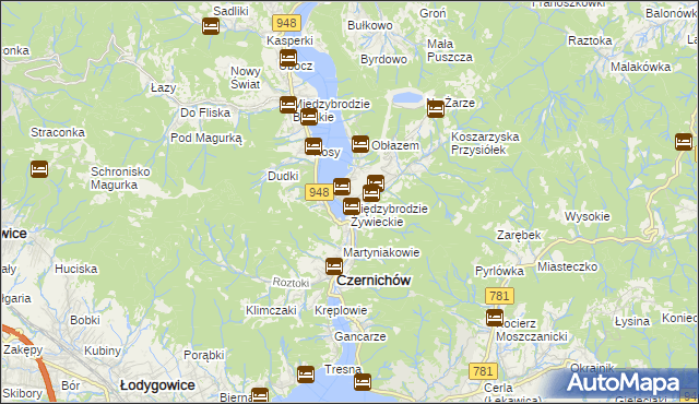 mapa Międzybrodzie Żywieckie, Międzybrodzie Żywieckie na mapie Targeo