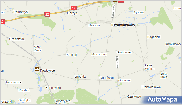 mapa Mierzejewo gmina Krzemieniewo, Mierzejewo gmina Krzemieniewo na mapie Targeo