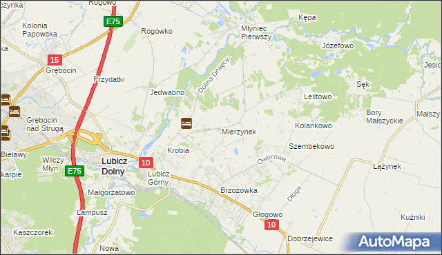 mapa Mierzynek gmina Lubicz, Mierzynek gmina Lubicz na mapie Targeo