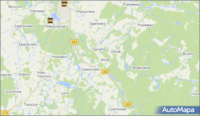 mapa Milice gmina Połczyn-Zdrój, Milice gmina Połczyn-Zdrój na mapie Targeo