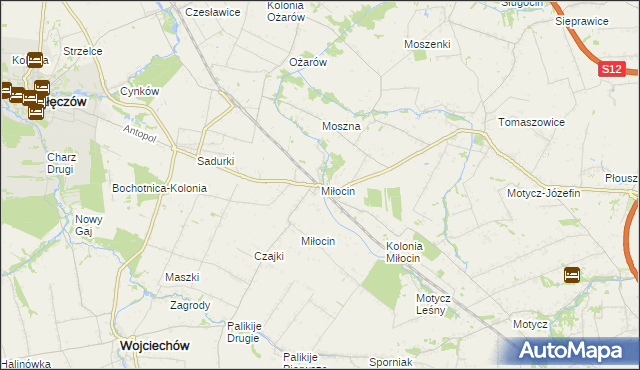 mapa Miłocin gmina Jastków, Miłocin gmina Jastków na mapie Targeo