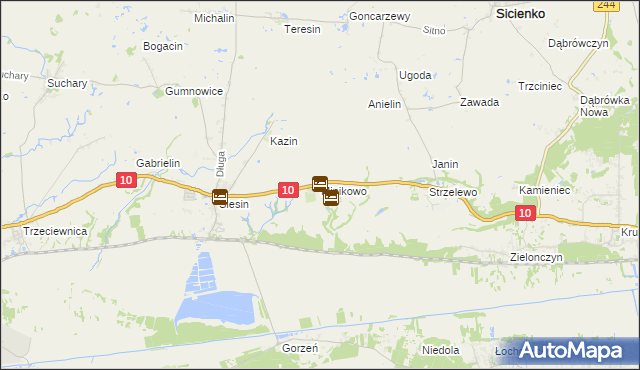 mapa Minikowo gmina Nakło nad Notecią, Minikowo gmina Nakło nad Notecią na mapie Targeo