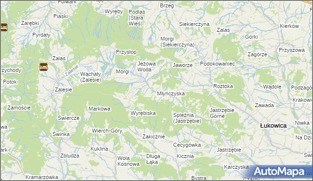 mapa Młyńczyska, Młyńczyska na mapie Targeo