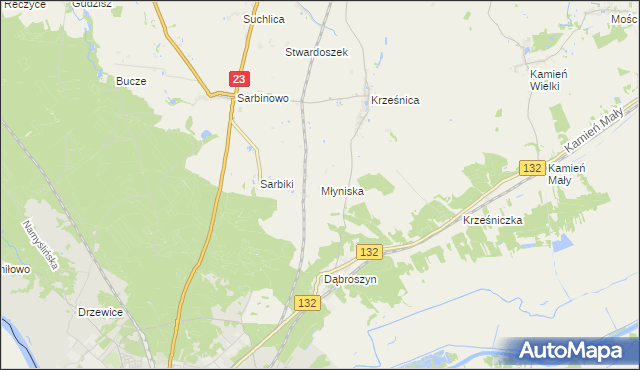 mapa Młyniska gmina Dębno, Młyniska gmina Dębno na mapie Targeo