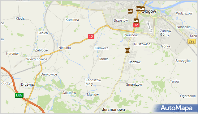 mapa Modła gmina Jerzmanowa, Modła gmina Jerzmanowa na mapie Targeo