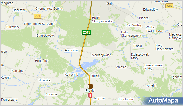 mapa Modrzejowice, Modrzejowice na mapie Targeo