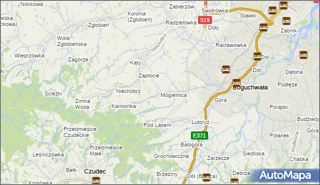 mapa Mogielnica gmina Boguchwała, Mogielnica gmina Boguchwała na mapie Targeo