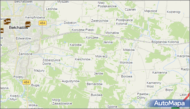 mapa Mokracz, Mokracz na mapie Targeo