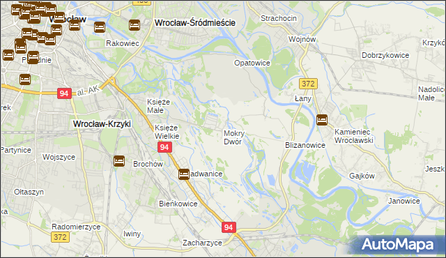 mapa Mokry Dwór gmina Siechnice, Mokry Dwór gmina Siechnice na mapie Targeo