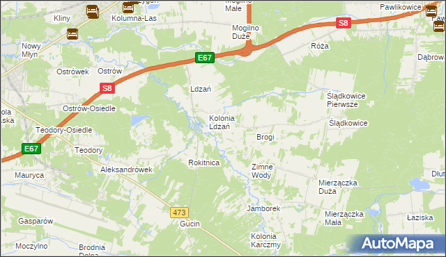 mapa Morgi gmina Dobroń, Morgi gmina Dobroń na mapie Targeo