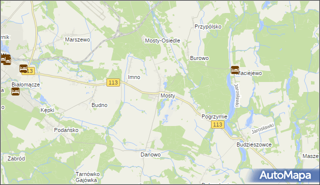 mapa Mosty gmina Goleniów, Mosty gmina Goleniów na mapie Targeo