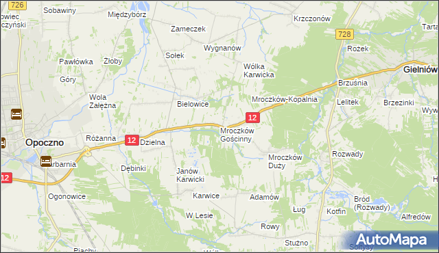 mapa Mroczków Gościnny, Mroczków Gościnny na mapie Targeo