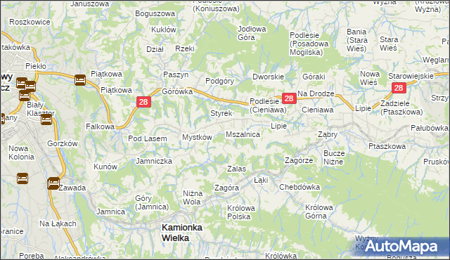 mapa Mszalnica, Mszalnica na mapie Targeo