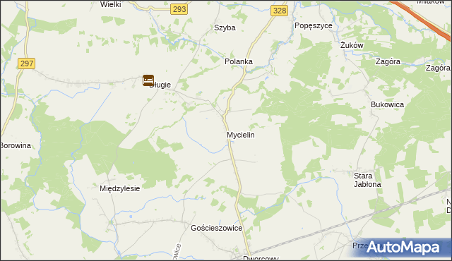 mapa Mycielin gmina Niegosławice, Mycielin gmina Niegosławice na mapie Targeo