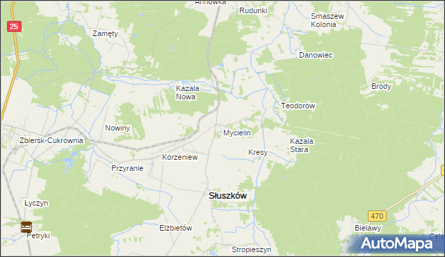 mapa Mycielin powiat kaliski, Mycielin powiat kaliski na mapie Targeo