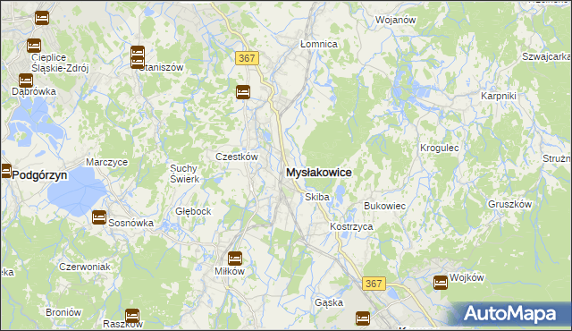 mapa Mysłakowice, Mysłakowice na mapie Targeo