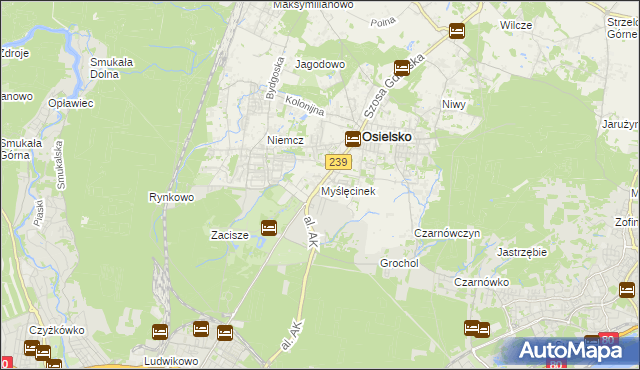 mapa Myślęcinek, Myślęcinek na mapie Targeo