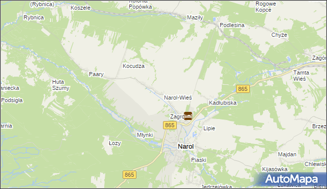 mapa Narol-Wieś, Narol-Wieś na mapie Targeo