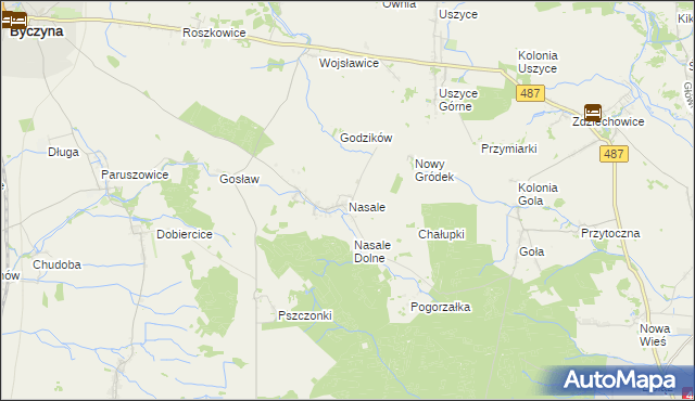 mapa Nasale gmina Byczyna, Nasale gmina Byczyna na mapie Targeo