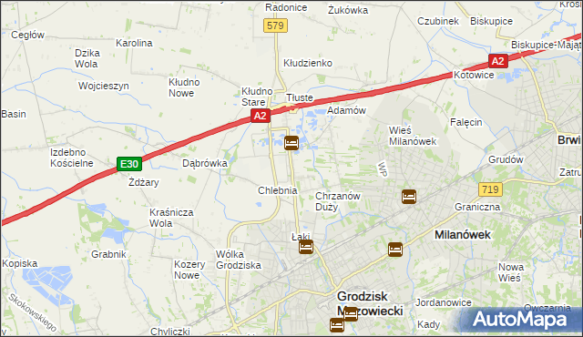 mapa Natolin gmina Grodzisk Mazowiecki, Natolin gmina Grodzisk Mazowiecki na mapie Targeo