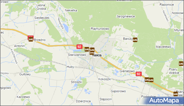 mapa Nekla powiat wrzesiński, Nekla powiat wrzesiński na mapie Targeo