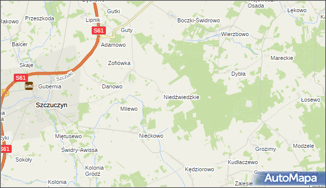 mapa Niedźwiedzkie gmina Szczuczyn, Niedźwiedzkie gmina Szczuczyn na mapie Targeo