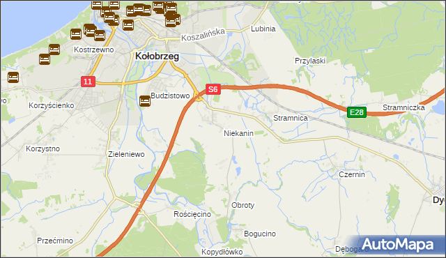 mapa Niekanin, Niekanin na mapie Targeo