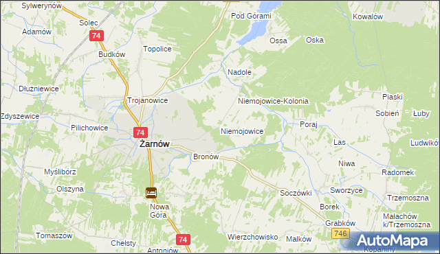 mapa Niemojowice, Niemojowice na mapie Targeo