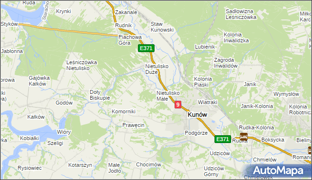 mapa Nietulisko Małe, Nietulisko Małe na mapie Targeo