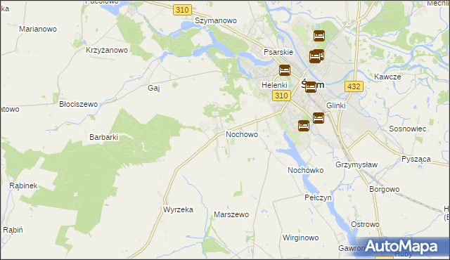 mapa Nochowo, Nochowo na mapie Targeo