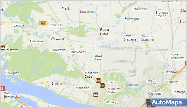 mapa Nowa Biała gmina Stara Biała, Nowa Biała gmina Stara Biała na mapie Targeo
