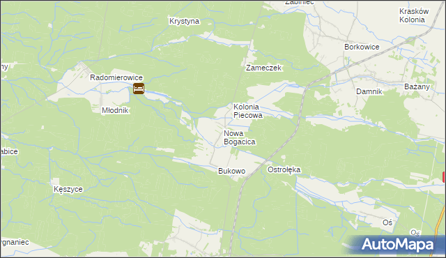 mapa Nowa Bogacica, Nowa Bogacica na mapie Targeo