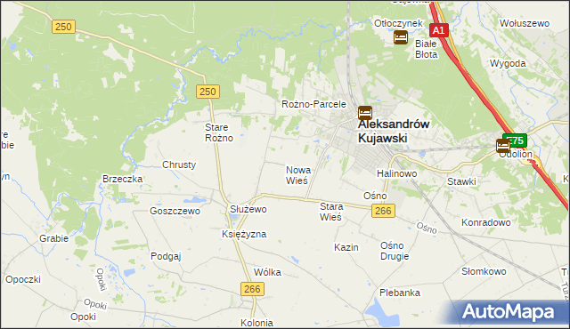 mapa Nowa Wieś gmina Aleksandrów Kujawski, Nowa Wieś gmina Aleksandrów Kujawski na mapie Targeo