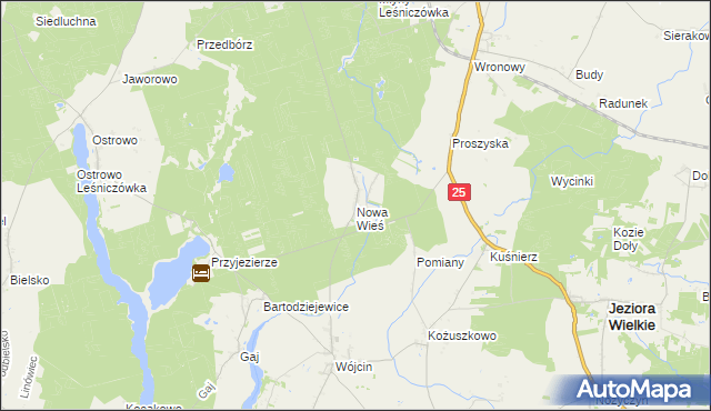 mapa Nowa Wieś gmina Jeziora Wielkie, Nowa Wieś gmina Jeziora Wielkie na mapie Targeo